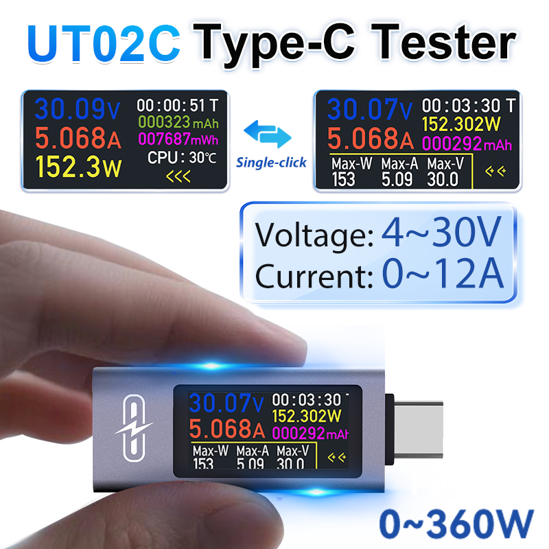 Usb Ammeter Tester - Testeur USB Type-C à écran couleur